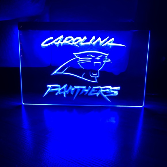 CAROLINA PANTHERS LED NEON BLUE LIGHT SIGN 8x12 - Picture 1 of 3